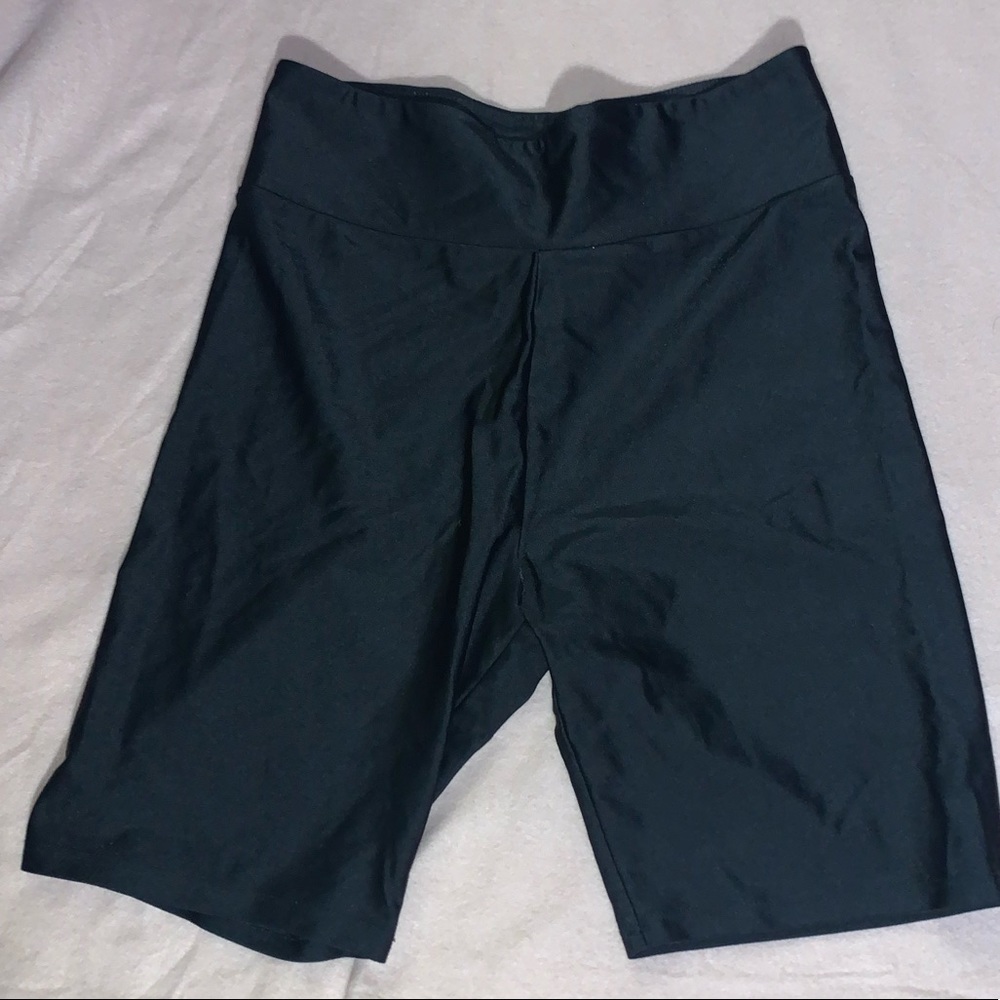 Black Shiny Biker Shorts